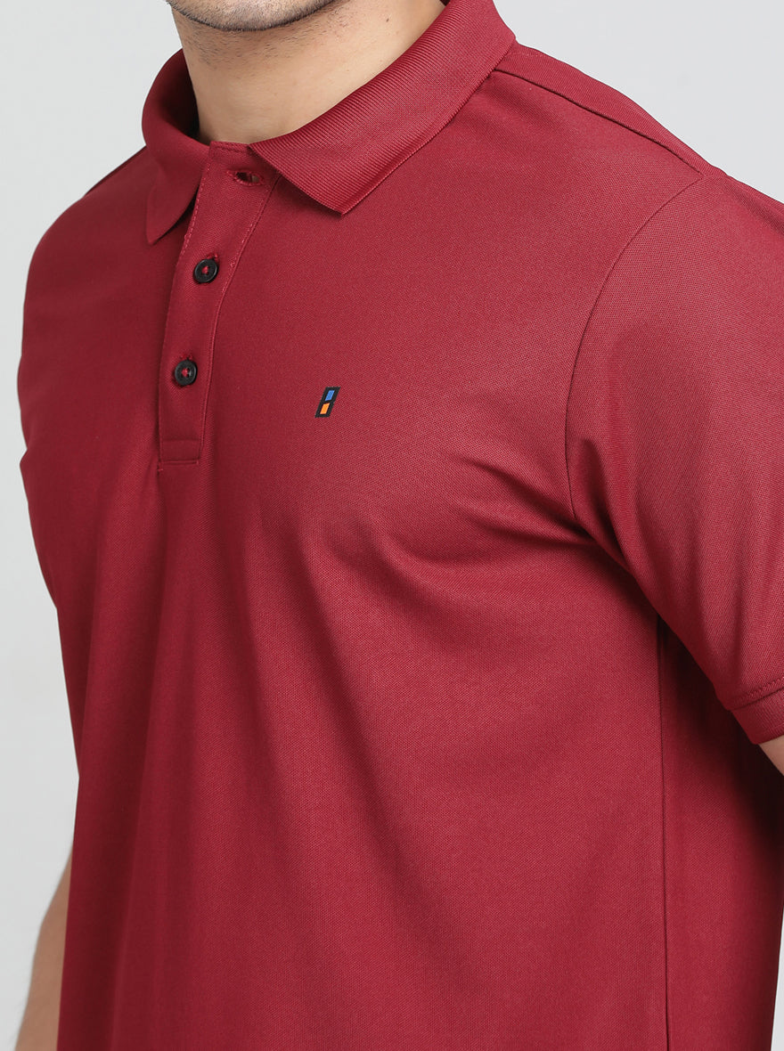 Maroon Solid REGULAR FIT Polo T-Shirt | Greenfibre