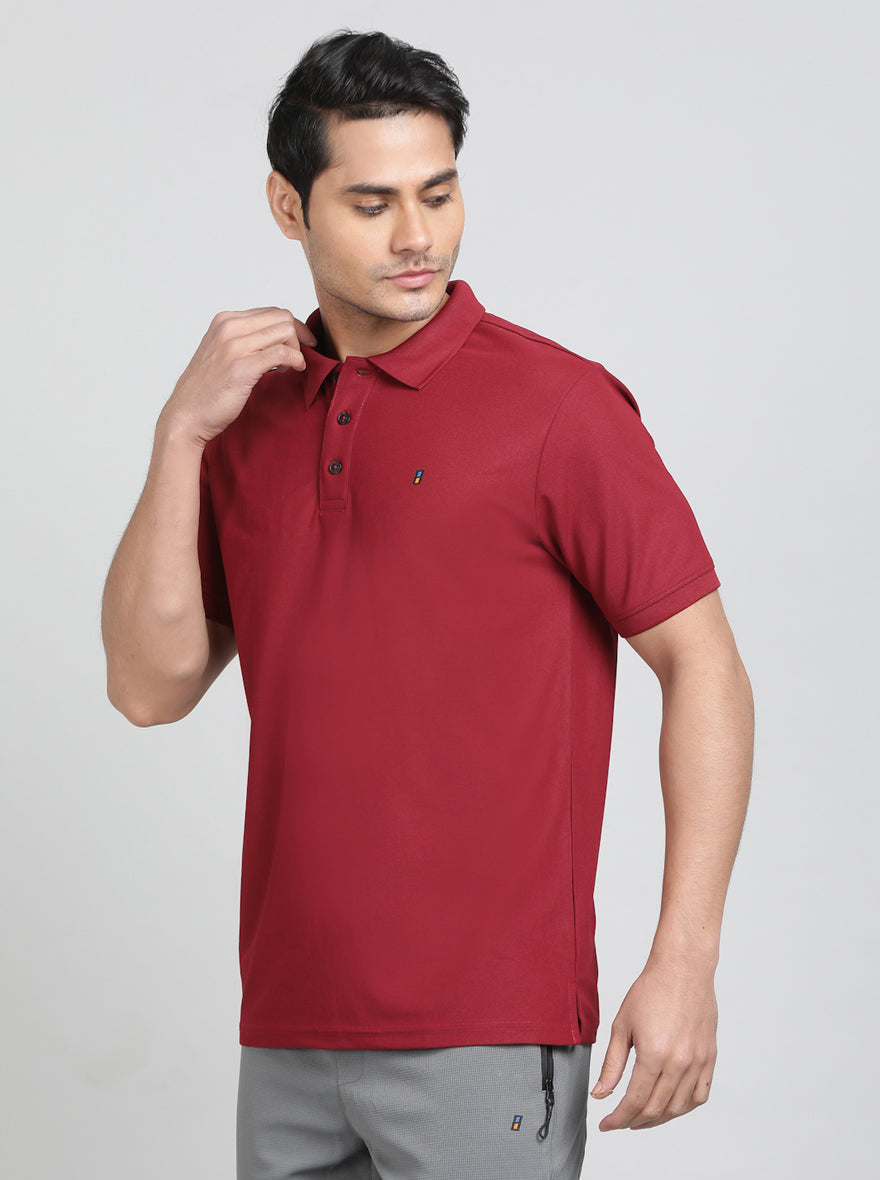 Maroon Solid REGULAR FIT Polo T-Shirt | Greenfibre