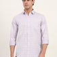 Lavender Checked Slim Fit Semi Casual Shirt | Greenfibre