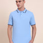 Sky Blue Solid Slim Fit Polo T-Shirt | Greenfibre