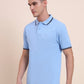 Sky Blue Solid Slim Fit Polo T-Shirt | Greenfibre