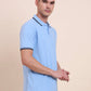 Sky Blue Solid Slim Fit Polo T-Shirt | Greenfibre