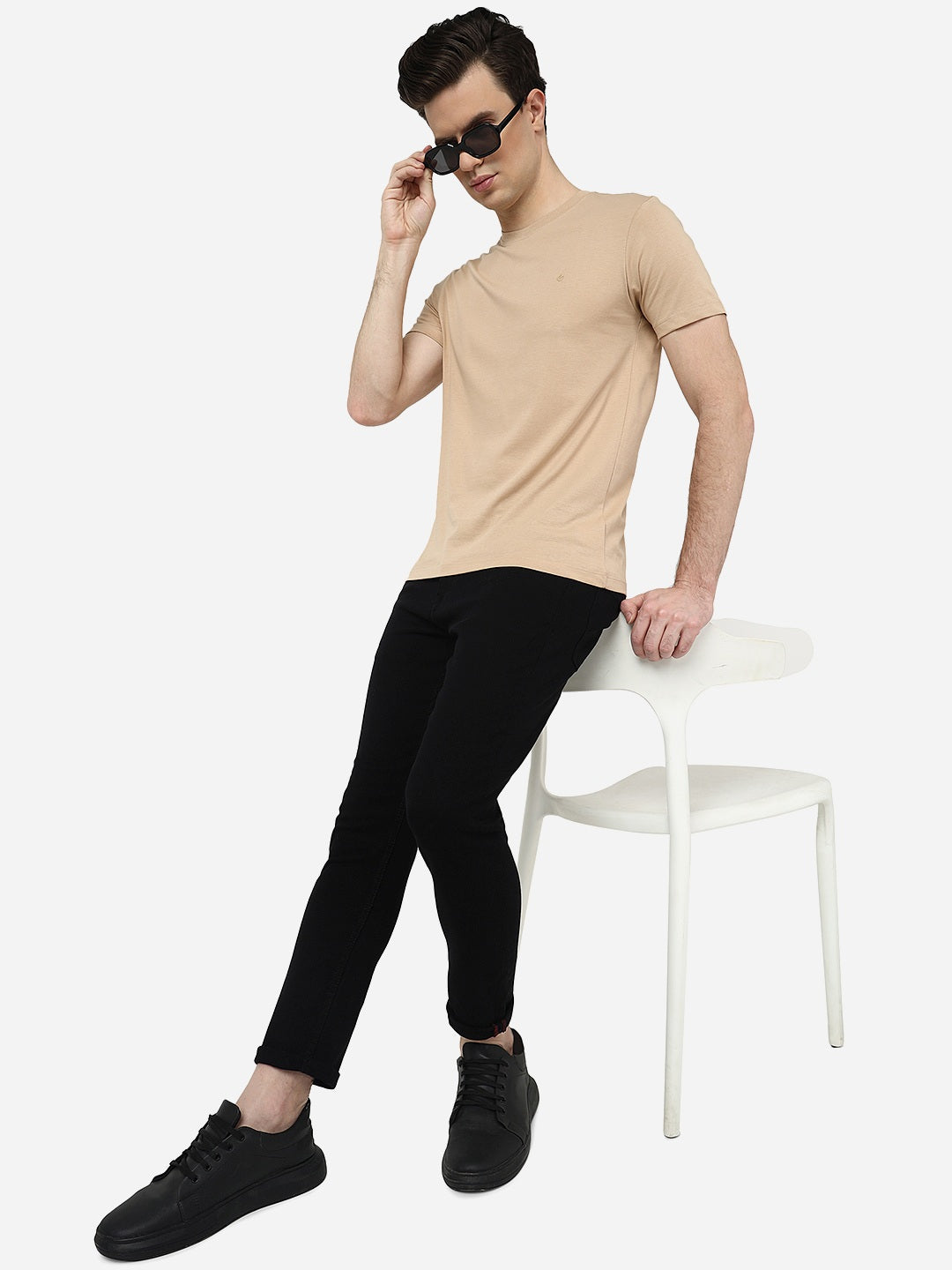 Buy Beige Solid T-Shirt