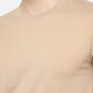 Beige Solid Slim Fit T-Shirt