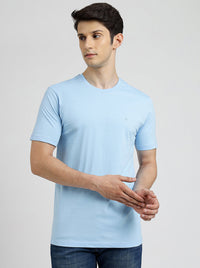 Light Blue Solid Slim Fit T-Shirt | Greenfibre