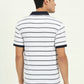 White & Navy Blue Striped Slim Fit Polo T-Shirt | Greenfibre