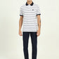 White & Navy Blue Striped Slim Fit Polo T-Shirt | Greenfibre