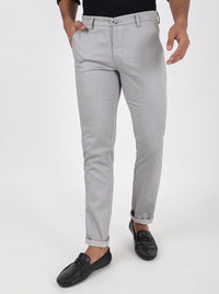 Light Grey Solid Super Slim Fit Casual Trouser | Greenfibre