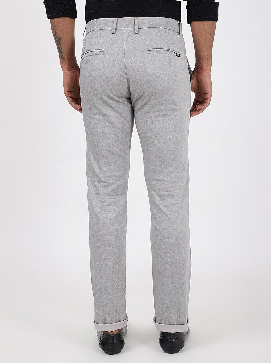 Light Grey Solid Super Slim Fit Casual Trouser | Greenfibre