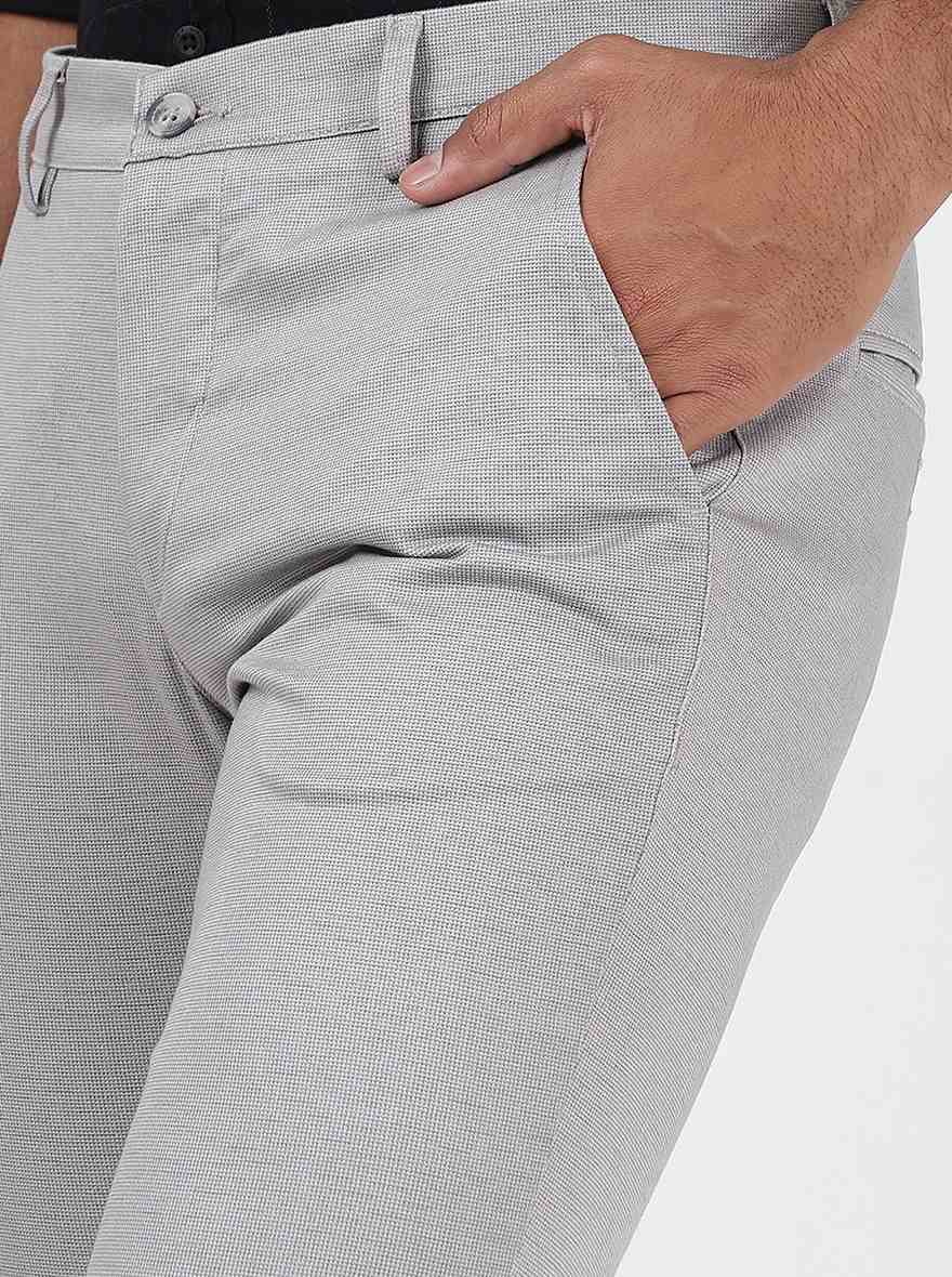 Light Grey Solid Super Slim Fit Casual Trouser | Greenfibre