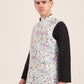 Green Printed Regular Fit Bandhgala Jacket | JB Studio
