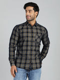Yellow & Blue Checked Slim Fit Casual Shirt | JadeBlue