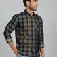 Yellow & Blue Checked Slim Fit Casual Shirt | JadeBlue