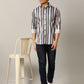 Grey Striped Slim Fit Party Wear Shirt | JB Studio