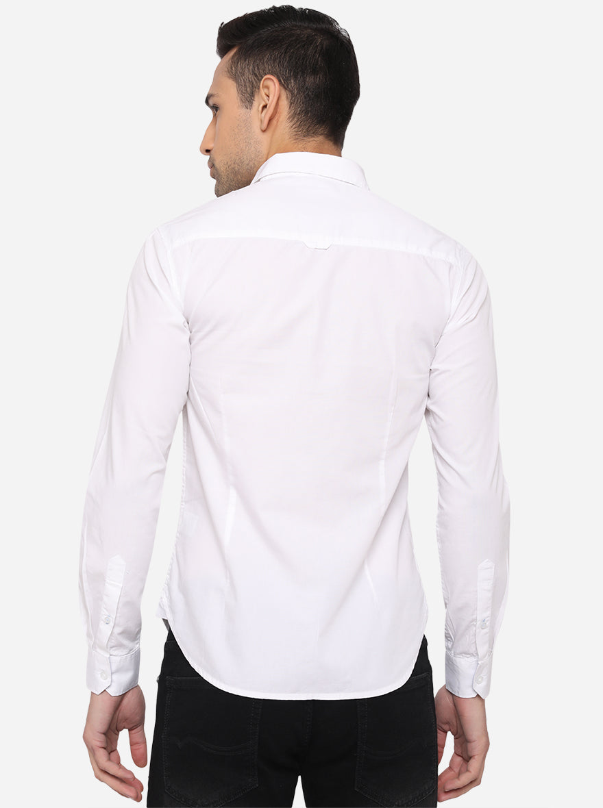 Bright White Solid Slim Fit Semi Casual Shirt | Greenfibre