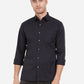 Navy Blue Solid Slim Fit Semi Casual Shirt | Greenfibre