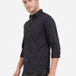 Navy Blue Solid Slim Fit Semi Casual Shirt | Greenfibre