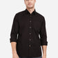 Jet Black Solid Slim Fit Semi Casual Shirt | Greenfibre