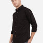 Jet Black Solid Slim Fit Semi Casual Shirt | Greenfibre