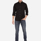 Jet Black Solid Slim Fit Semi Casual Shirt | Greenfibre