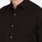 Jet Black Solid Slim Fit Semi Casual Shirt | Greenfibre