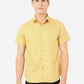 Mustard Yellow Printed Slim Fit Semi Casual Shirt | Greenfibre