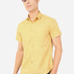 Mustard Yellow Printed Slim Fit Semi Casual Shirt | Greenfibre