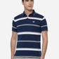 White & Blue Striped Slim Fit Polo T-Shirt | Greenfibre