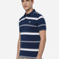 White & Blue Striped Slim Fit Polo T-Shirt | Greenfibre