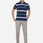 White & Blue Striped Slim Fit Polo T-Shirt | Greenfibre