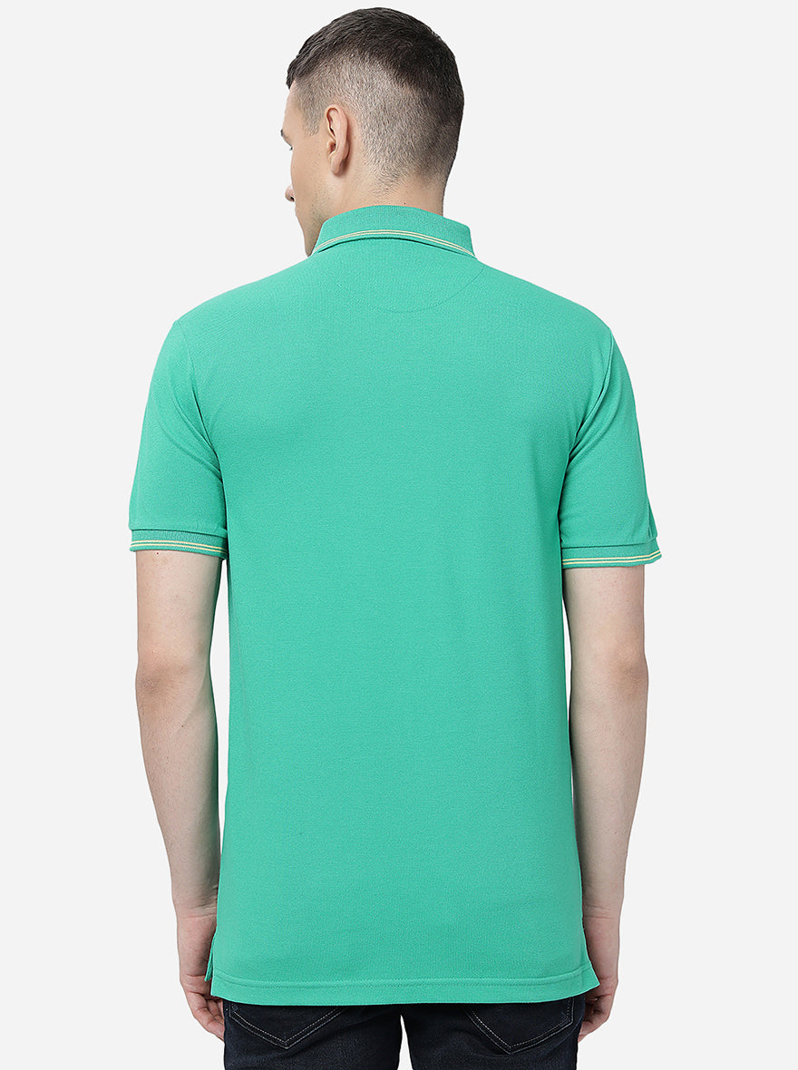 Mint Green Solid Slim Fit Polo T-Shirt | Greenfibre