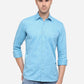 Sky Blue Printed Slim Fit Semi Casual Shirt | Greenfibre