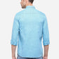 Sky Blue Printed Slim Fit Semi Casual Shirt | Greenfibre