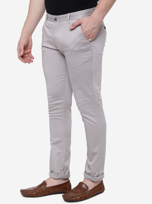 Grey Solid Super Slim Fit Casual Trouser | Greenfibre