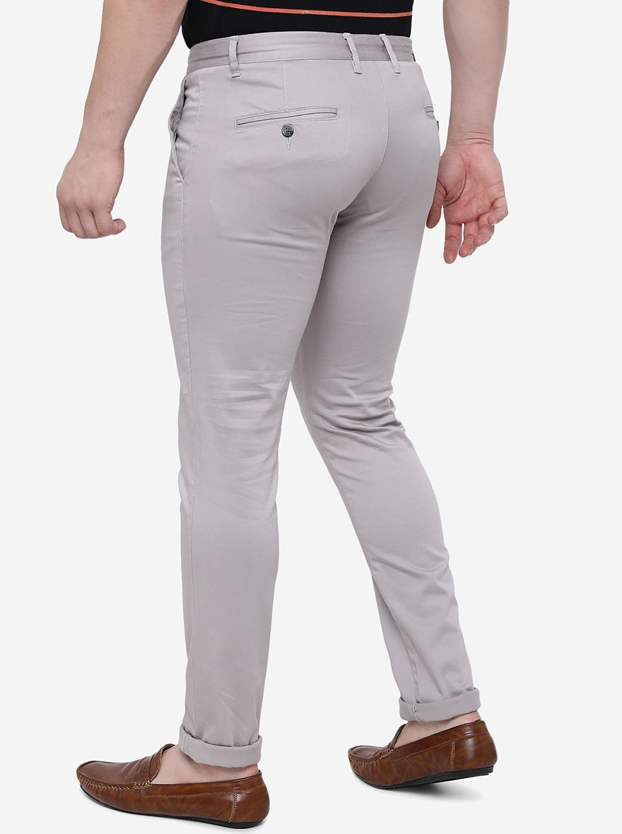 Grey Solid Super Slim Fit Casual Trouser | Greenfibre