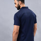 Navy Blue Solid Slim Fit Casual Shirt | Greenfibre