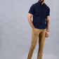 Navy Blue Solid Slim Fit Casual Shirt | Greenfibre