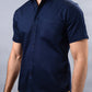 Navy Blue Solid Slim Fit Casual Shirt | Greenfibre