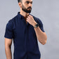 Navy Blue Solid Slim Fit Casual Shirt | Greenfibre
