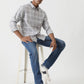 Grey Checked Slim Fit Casual Shirt | Greenfibre