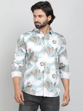 Green Printed Slim Fit Casual Shirt | JadeBlue