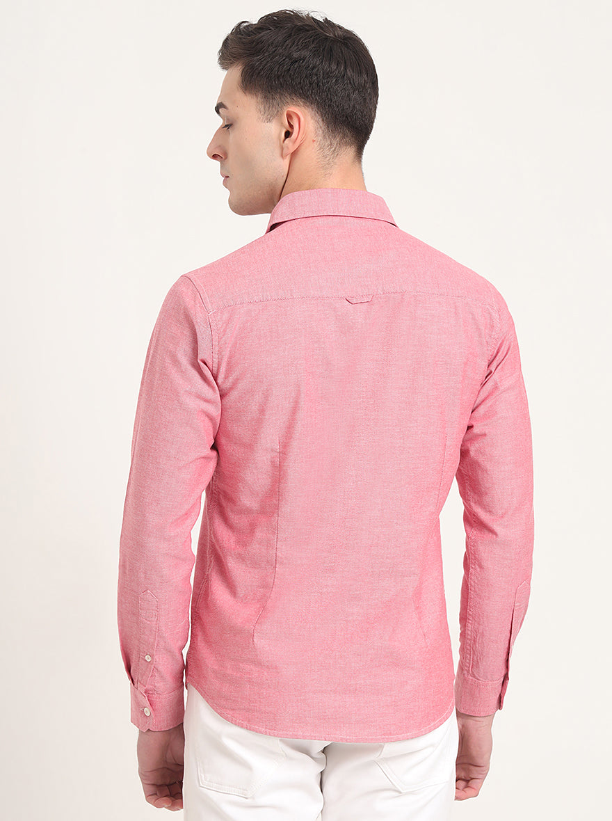 Red Solid Slim Fit Casual Shirt | Greenfibre