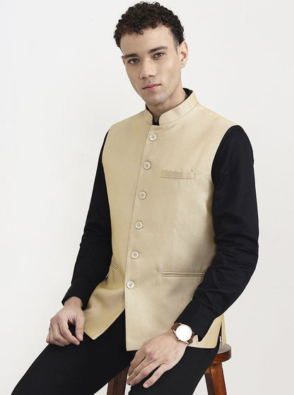 Fawn Solid  Waistcoat | Greenfibre