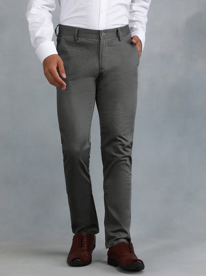 Dark Grey Solid Super Slim Fit Casual Trouser | Greenfibre