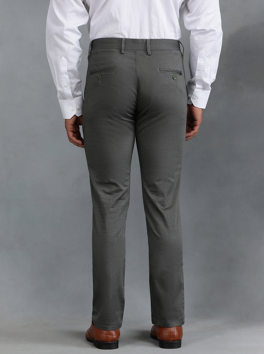 Dark Grey Solid Super Slim Fit Casual Trouser | Greenfibre