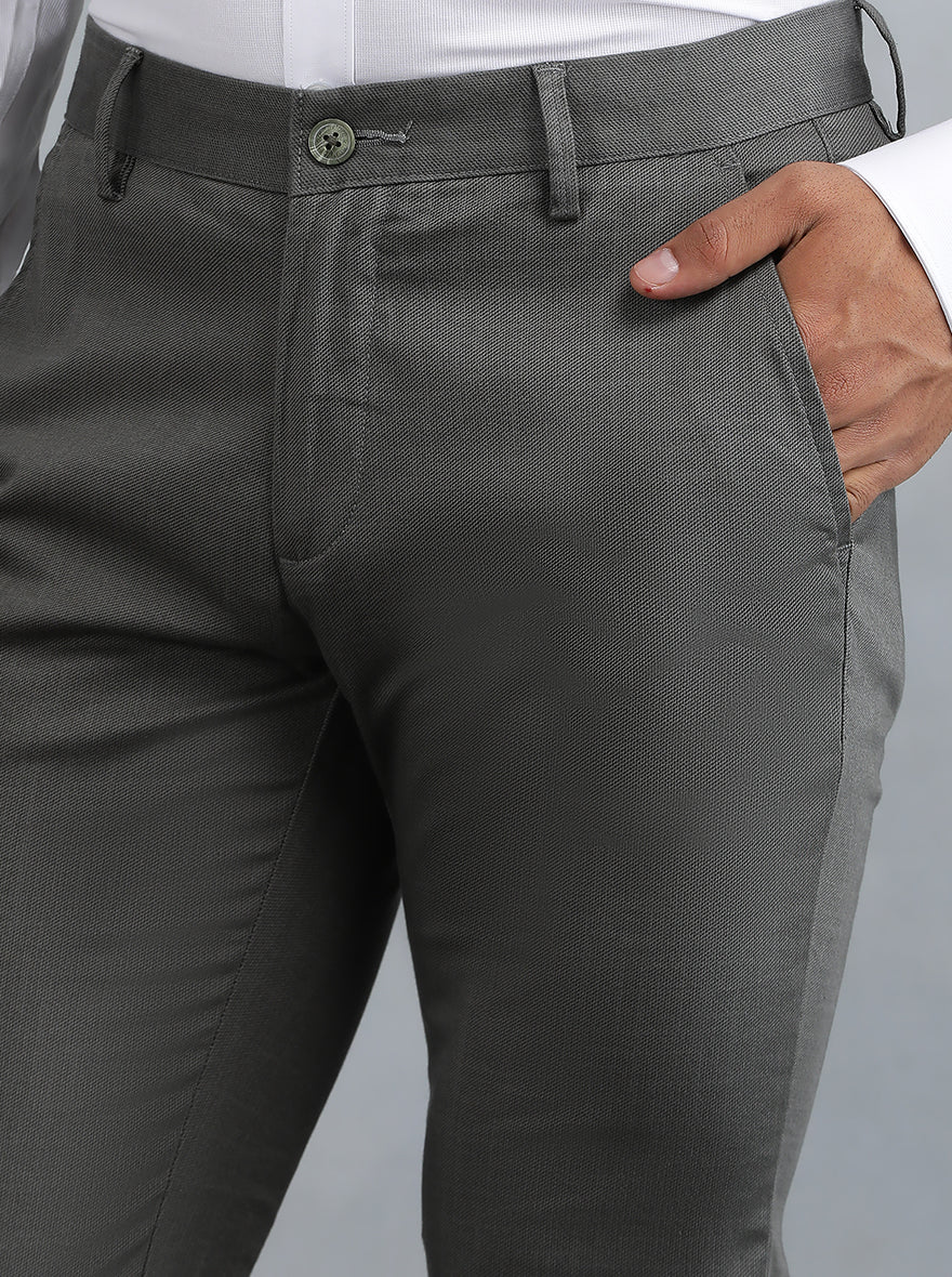 Dark Grey Solid Super Slim Fit Casual Trouser | Greenfibre