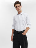 White Striped Smart Fit Semi Casual Shirt | Greenfibre