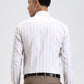 White & Fawn Striped Slim Fit Formal Shirt | Greenfibre