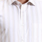 White & Fawn Striped Slim Fit Formal Shirt | Greenfibre