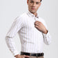 White & Fawn Striped Slim Fit Formal Shirt | Greenfibre